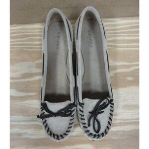Miu Miu Heels 9 1/2 Suede Moccasin Pumps Leather Sole Italy 39 1/2